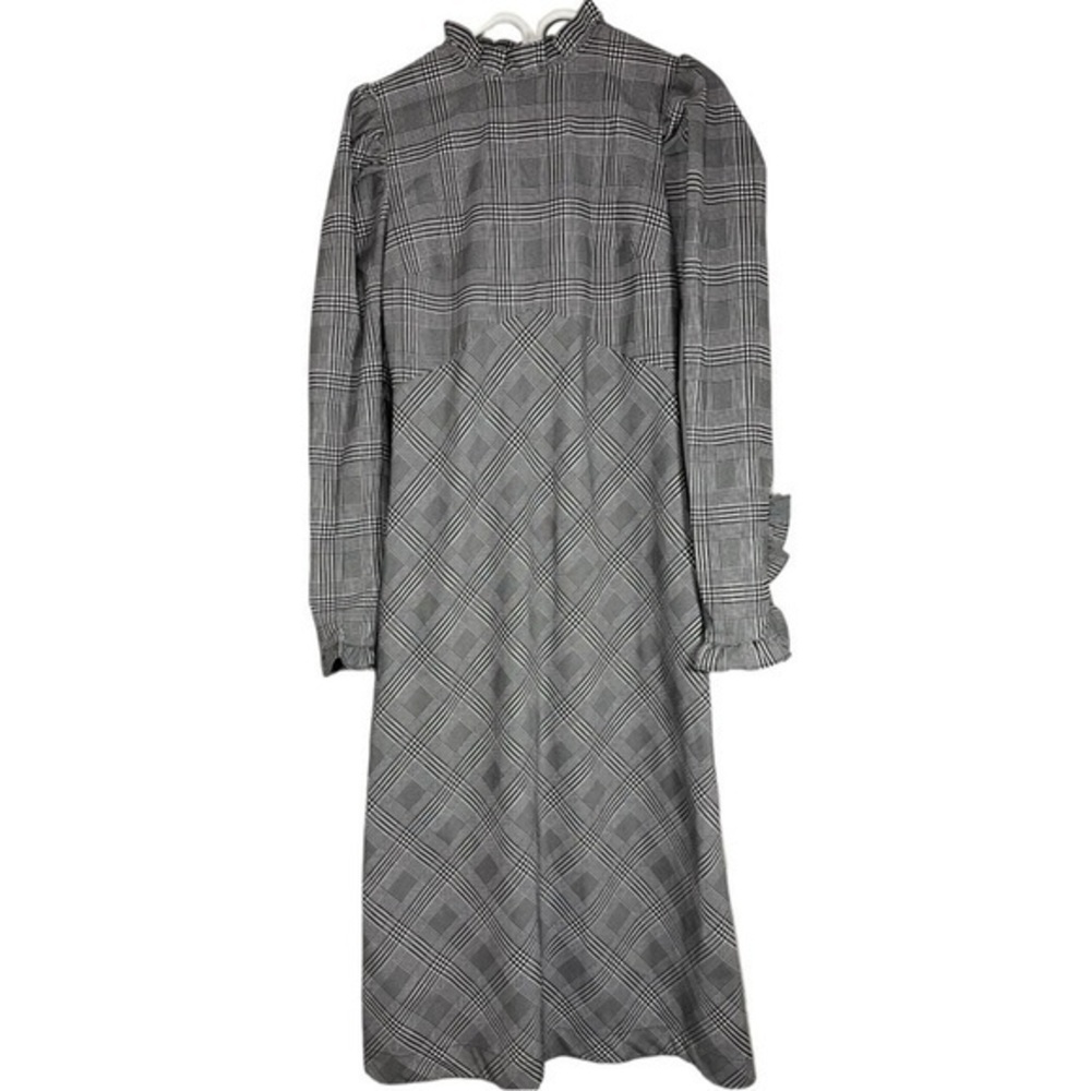 Shopbop En Saison Grey Plaid Long Sleeve Maxi Dress size S